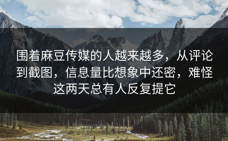 围着麻豆传媒的人越来越多，从评论到截图，信息量比想象中还密，难怪这两天总有人反复提它