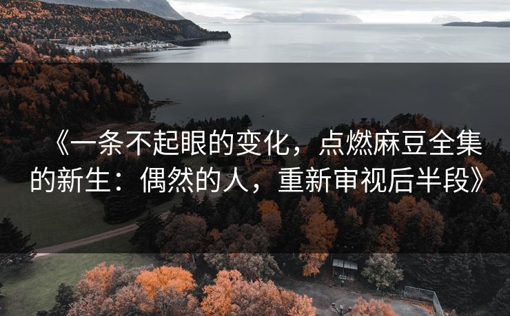 《一条不起眼的变化，点燃麻豆全集的新生：偶然的人，重新审视后半段》