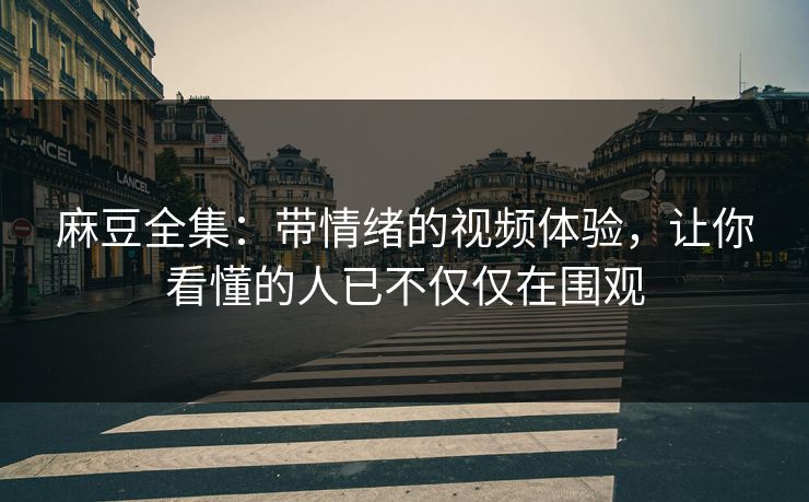 麻豆全集：带情绪的视频体验，让你看懂的人已不仅仅在围观