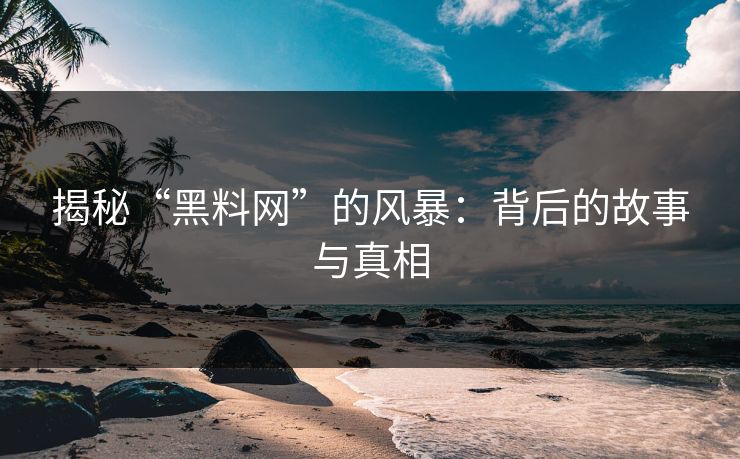 揭秘“黑料网”的风暴：背后的故事与真相